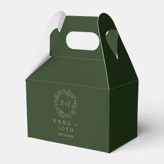 Minimale lebben | Donkere groene formele monogram  Bedankdoosjes (Voorkant Zijde)