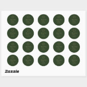 Minimale lebben | Donkere groene formele monogram  Ronde Sticker (Vel)