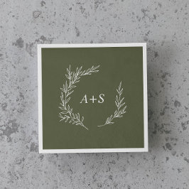 Minimale lebben | Donkere groene monogram bruiloft Servet