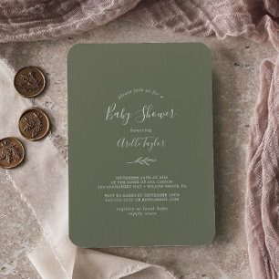 Minimale lebben   Donkergroen Baby shower Kaart