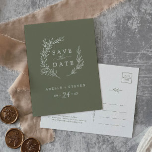 Minimale lebben Donkergroen sparen de Datum Uitnodiging Briefkaart
