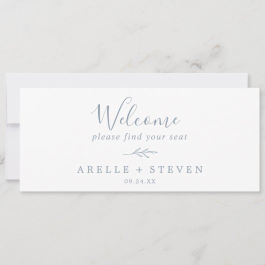 Minimale lebben | Dusty Blue Seating Chart Header (Voorkant)