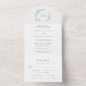 Minimale lebben | Dusty Blue Wedding All In One Uitnodiging (Binnen)