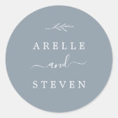 Minimale lebben | Dusty Blue Wedding Envelope-zege Ronde Sticker (Voorkant)