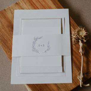 Minimale lebben   Dusty Paars Monogram Weddenschap Uitnodigingen Wikkel