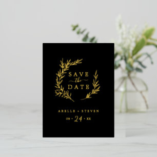 Minimale lebben Gold Foil Black Save the Date Folie Uitnodiging Briefkaart