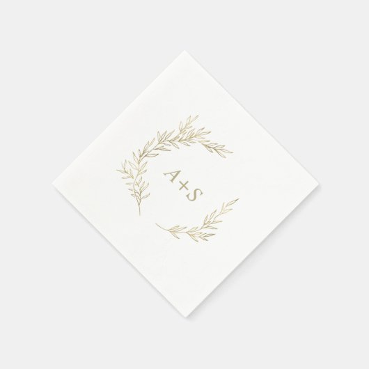 Minimale lebben | Gouden monogram bruiloft Servet (Hoek)