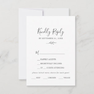 Minimale lebben Keuze uit donkergrijs menu RSVP-