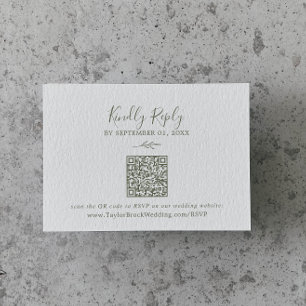 Minimale lebben   Olijfgroene QR-code bruiloft RSV Informatiekaartje