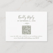 Minimale lebben | Olijfgroene QR-code bruiloft RSV Informatiekaartje (Voorkant)