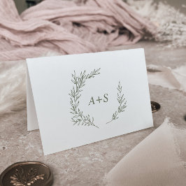 Minimale lebben | Olive Green Monogram Weddenschap Bedankkaart