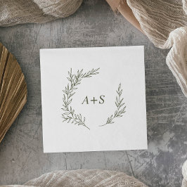 Minimale lebben | Olive Green Monogram Weddenschap Servet
