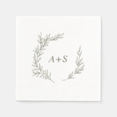 Minimale lebben | Olive Green Monogram Weddenschap Servet (Voorkant)