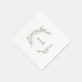Minimale lebben | Olive Green Monogram Weddenschap Servet (Hoek)