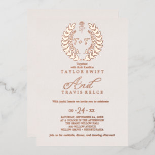 Minimale lebben   Roos Gold Foil Monogram Weddensc Folie Uitnodiging
