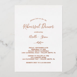 Minimale lebben   Roos Gold Foil repesitief Dinner Folie Uitnodiging