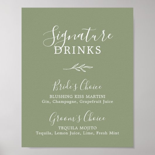 Minimale lebben | Sage Green Signature Drink Poste Poster (Voorkant)