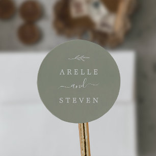 Minimale lebben   Sage Green Wedding Envelope-zege Ronde Sticker