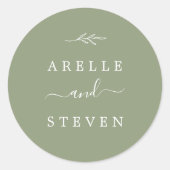 Minimale lebben | Sage Green Wedding Envelope-zege Ronde Sticker (Voorkant)