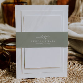 Minimale lebben | Sage Green Wedding Uitnodigingen Wikkel