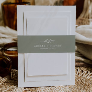 Minimale lebben   Sage Green Wedding Uitnodigingen Wikkel