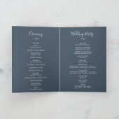 Minimale lebben | Slate Blue Folded Wedding Programma (Binnen)