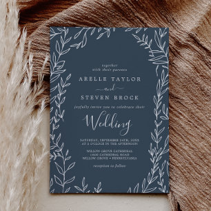 Minimale lebben Slate Blue Wedding Kaart