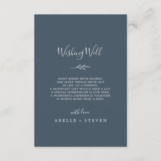 Minimale lebben | Slate Blue Wedding Wishing Well Informatiekaartje (Voorkant)