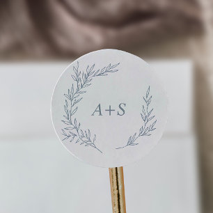 Minimale lebben Stusty Blue Monogram Envelope Se Ronde Sticker