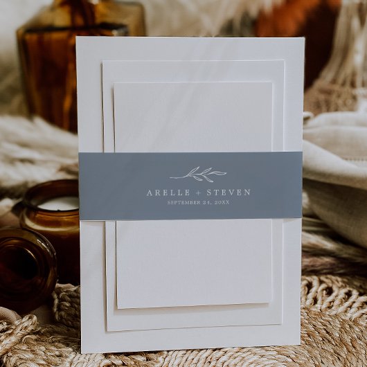 Minimale lebben | Stusty Blue Wedding Belly Band Uitnodigingen Wikkel