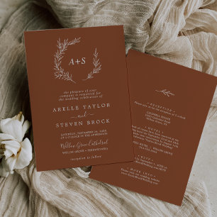 Minimale lebben Terracotta all in one Wedding Kaart