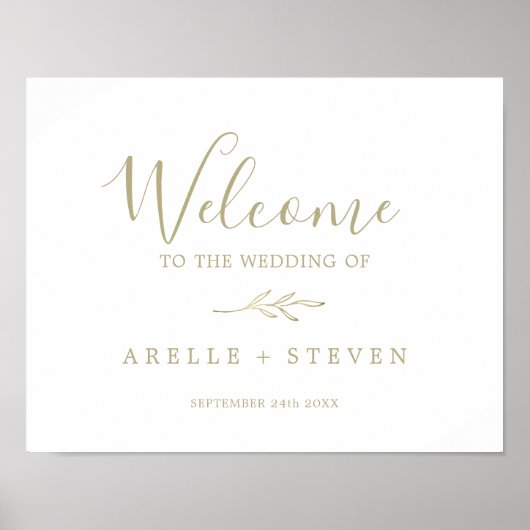 Minimale lebben | Welkom Gold Wedding Poster (Voorkant)