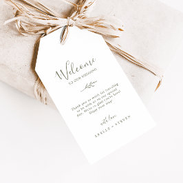 Minimale lebben | Welkom Olive Green Wedding Cadeaulabel