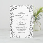 Minimale lebben | Zwarte en witte bruiloft Kaart (Staand voorkant)