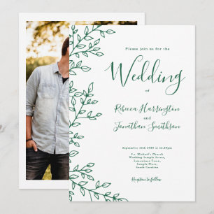 Minimale lebif White Emerald Green Photo Wedding Kaart