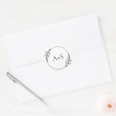 Minimale lederen zwarte witte monogram envelop ronde sticker (Envelop)