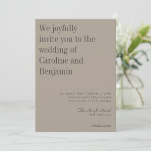 Minimale legant Taupe en Gray Modern Wedding Kaart