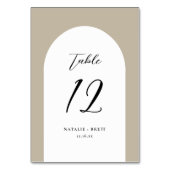 Minimale legante Arch Wedding | Nummer beige tabel Kaart (Achterkant)
