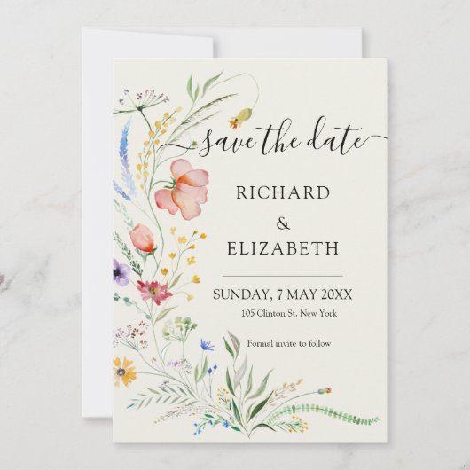 Minimale legante bruiloft van moderne wilde bloeme kaart (Voorkant)