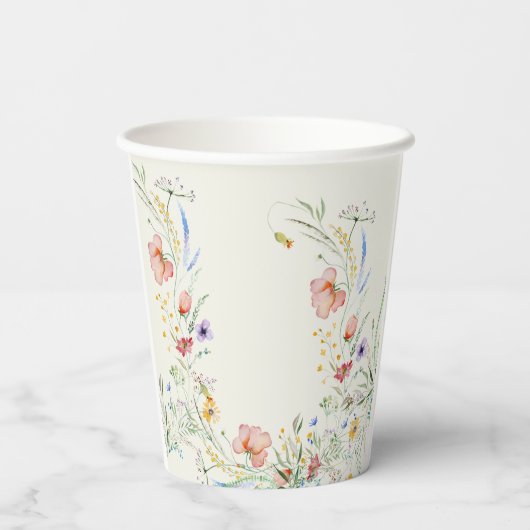 Minimale legante bruiloft van moderne wilde bloeme papieren bekers (Achterkant)