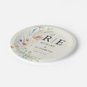 Minimale legante bruiloft van moderne wilde bloeme papieren bordje (Gekanteld)