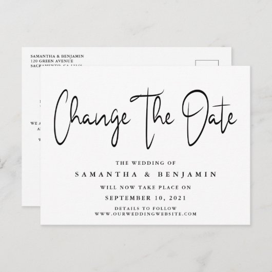 Minimale legante bruiloft verandert de datum aankondigingskaart (Voorkant / Achterkant)