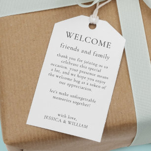 Minimale legante bruiloft voor gasten Welkomsttas Cadeaulabel
