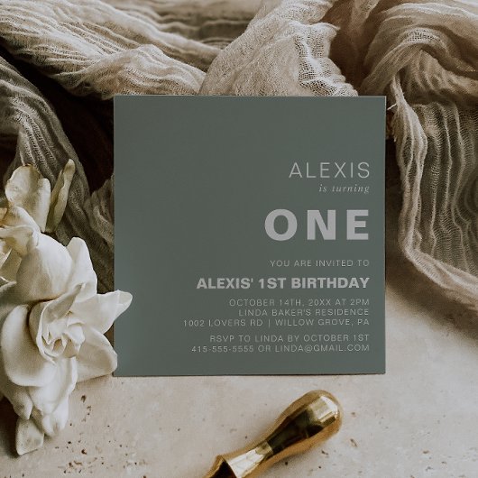 Minimale legante formale groene 1e verjaardag kaart