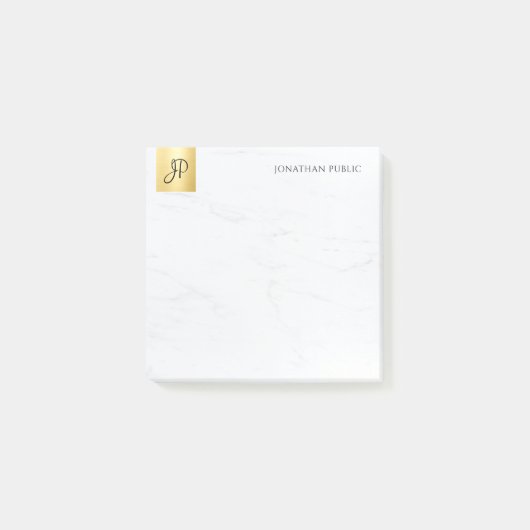 Minimale legante gouden en marmer moderne Sjabloon Post-it® Notes (Voorkant)