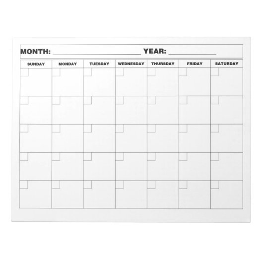Minimale lege kalender notitieblok (Voorkant)