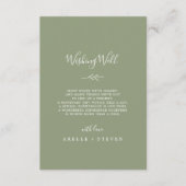 Minimale lekkernij-groen-weddenschap met bladzout informatiekaartje (Voorkant)