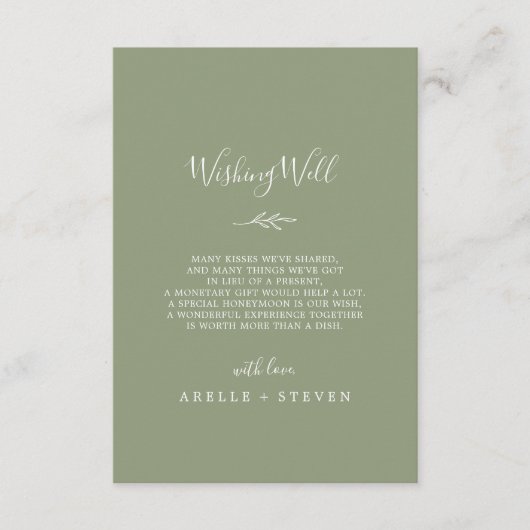 Minimale lekkernij-groen-weddenschap met bladzout informatiekaartje (Voorkant)