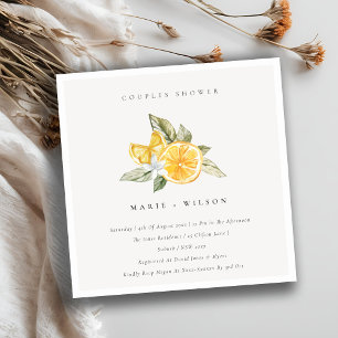Minimale Lemon Boho Botanische Couples Shower Bedankkaart