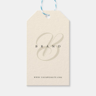 Minimale lichtbeige Black Elegant Monogram Company Cadeaulabel